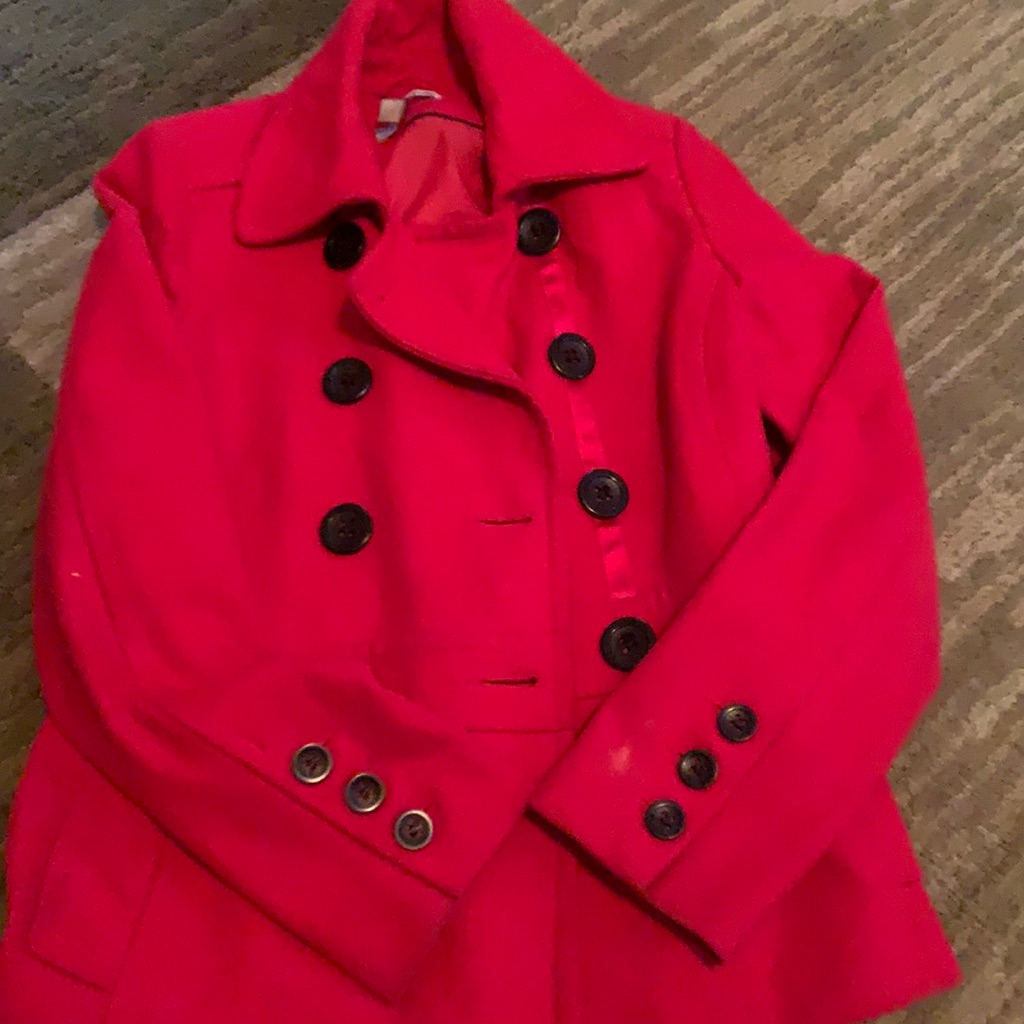 Red Pea Coat Excellent Condition